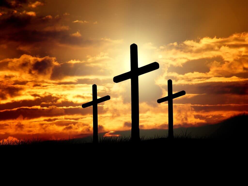 Sunset and Three Crosses